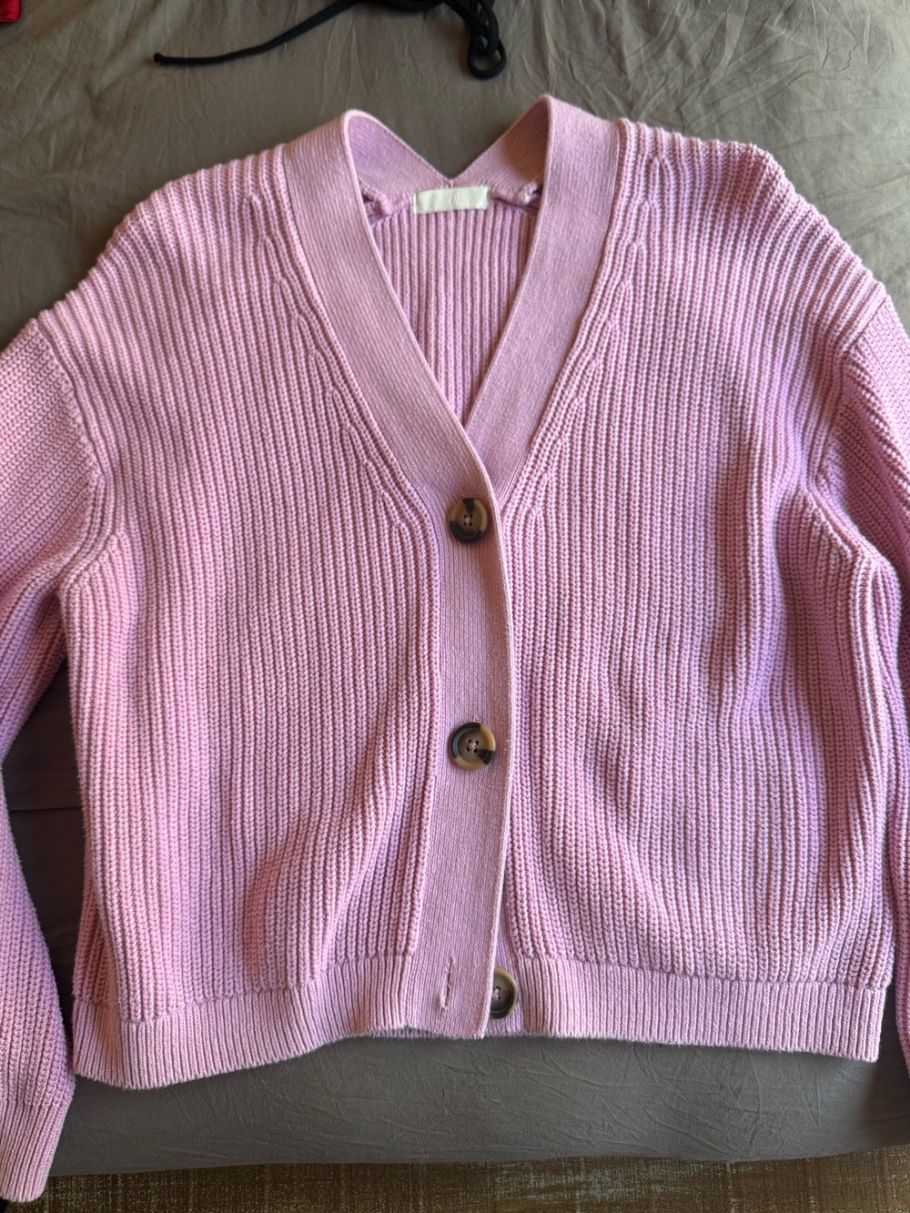 Women's Pink V-Neck Button Cardigan Sweater